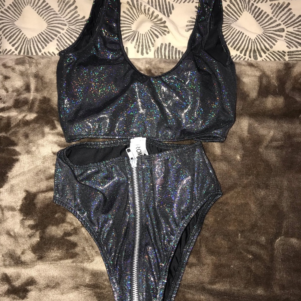 Rave Wonderland black glitter outfit